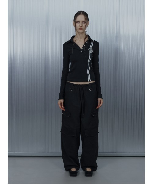 SETUPEXE(セットアップイーエックスイー)の「A'GEM/9 × .kom 『SETUPEXE/セットアップイーエックスイー』 CROSS MULTI CARGO PANTS/アイレットデザイン カーゴパンツ(カーゴパンツ・レディース・カモフラージュ/ブラック・FREE)」の10枚目の写真