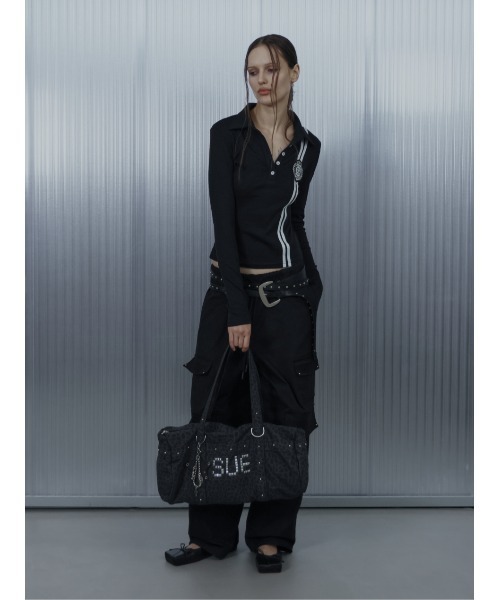 SETUPEXE(セットアップイーエックスイー)の「A'GEM/9 × .kom 『SETUPEXE/セットアップイーエックスイー』 CROSS MULTI CARGO PANTS/アイレットデザイン カーゴパンツ(カーゴパンツ・レディース・カモフラージュ/ブラック・FREE)」の6枚目の写真