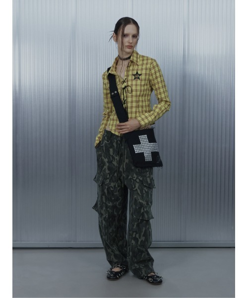 SETUPEXE(セットアップイーエックスイー)の「A'GEM/9 × .kom 『SETUPEXE/セットアップイーエックスイー』 CROSS MULTI CARGO PANTS/アイレットデザイン カーゴパンツ(カーゴパンツ・レディース・カモフラージュ/ブラック・FREE)」の18枚目の写真