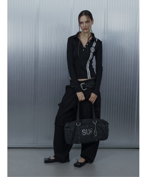 SETUPEXE(セットアップイーエックスイー)の「A'GEM/9 × .kom 『SETUPEXE/セットアップイーエックスイー』 CROSS MULTI CARGO PANTS/アイレットデザイン カーゴパンツ(カーゴパンツ・レディース・カモフラージュ/ブラック・FREE)」の5枚目の写真