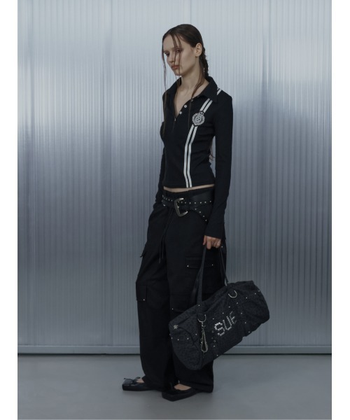 SETUPEXE(セットアップイーエックスイー)の「A'GEM/9 × .kom 『SETUPEXE/セットアップイーエックスイー』 CROSS MULTI CARGO PANTS/アイレットデザイン カーゴパンツ(カーゴパンツ・レディース・カモフラージュ/ブラック・FREE)」の9枚目の写真