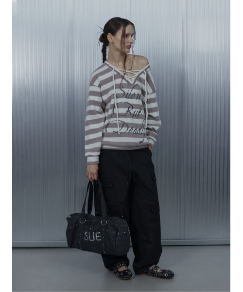 SETUPEXE(セットアップイーエックスイー)の「A'GEM/9 × .kom 『SETUPEXE/セットアップイーエックスイー』 CROSS MULTI CARGO PANTS/アイレットデザイン カーゴパンツ(カーゴパンツ・レディース・カモフラージュ/ブラック・FREE)」の13枚目の写真