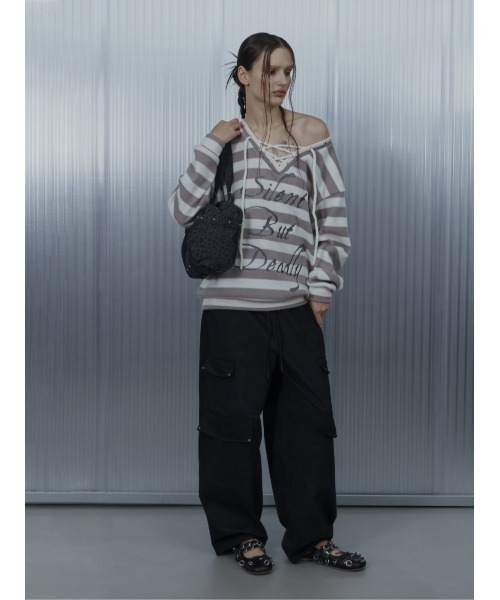 SETUPEXE(セットアップイーエックスイー)の「A'GEM/9 × .kom 『SETUPEXE/セットアップイーエックスイー』 CROSS MULTI CARGO PANTS/アイレットデザイン カーゴパンツ(カーゴパンツ・レディース・カモフラージュ/ブラック・FREE)」の14枚目の写真
