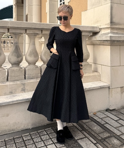 JENNE（ジェンヌ）の「ジャカードポケットワンピース（ワンピース・レディース・クリーム/ブラック・LARGE/MEDIUM/SMALL）」の15枚目の写真