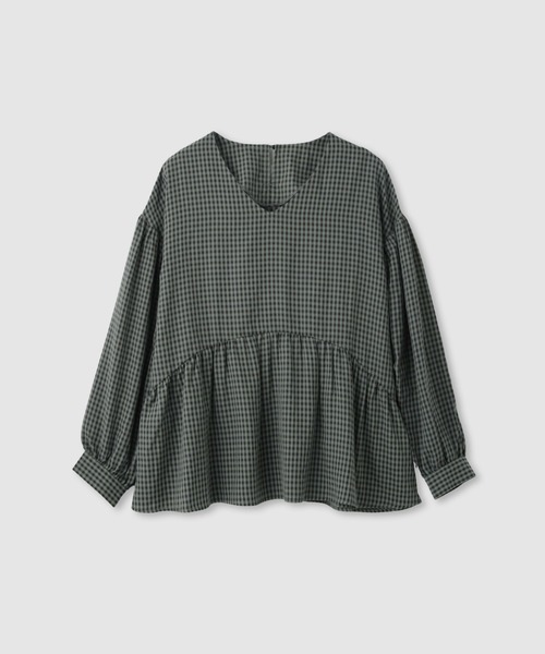 Mac-House(マックハウス)の「Idnes ぺプラムギンガムチェックブラウス(シャツ/ブラウス・レディース・グレー/ブラウン・FREE)」の8枚目の写真