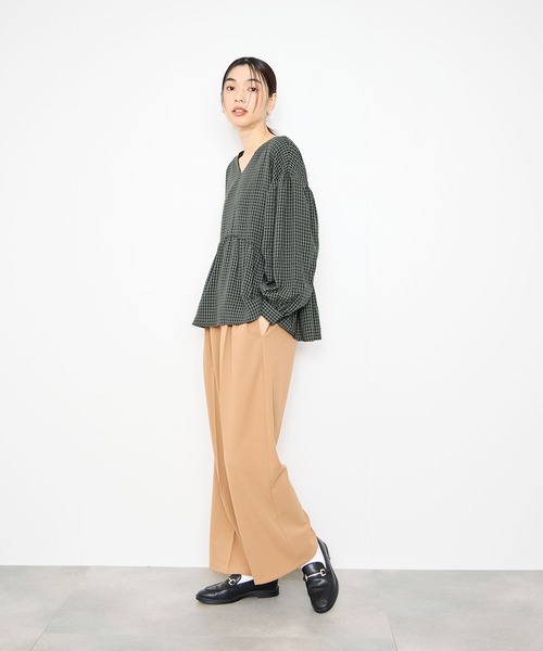 Mac-House(マックハウス)の「Idnes ぺプラムギンガムチェックブラウス(シャツ/ブラウス・レディース・グレー/ブラウン・FREE)」の20枚目の写真