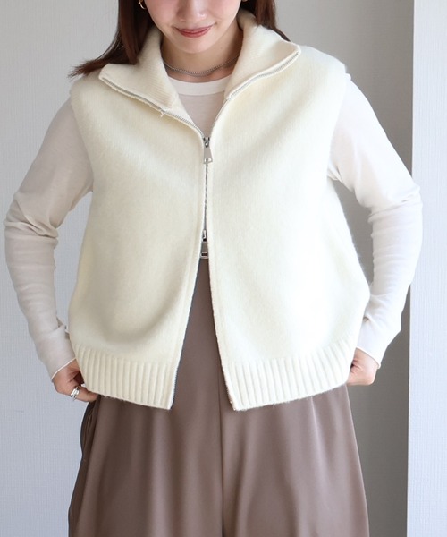 セール】スタンドカラーダブルジップニットベスト（ベスト）｜sin.ca