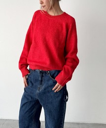El mar ウール混ラグランクルーニット
