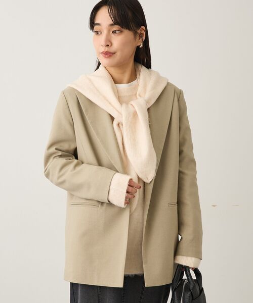 完売品！　 ウールブランドジャケット　ライトベージュ セール】ウールライクオーバーサイズジャケット◇（テーラード