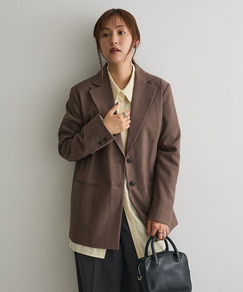 CRAFT STANDARD BOUTIQUE（クラフトスタンダードブティック）の「ウールライクオーバーサイズジャケット◆（テーラードジャケット・レディース・ブラック/ライトカーキ/ブラウン・FREE）」の17枚目の写真