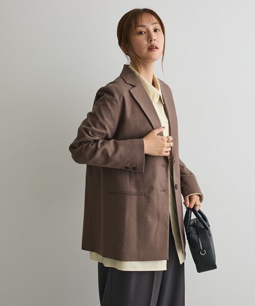 CRAFT STANDARD BOUTIQUE（クラフトスタンダードブティック）の「ウールライクオーバーサイズジャケット◆（テーラードジャケット・レディース・ブラック/ライトカーキ/ブラウン・FREE）」の18枚目の写真