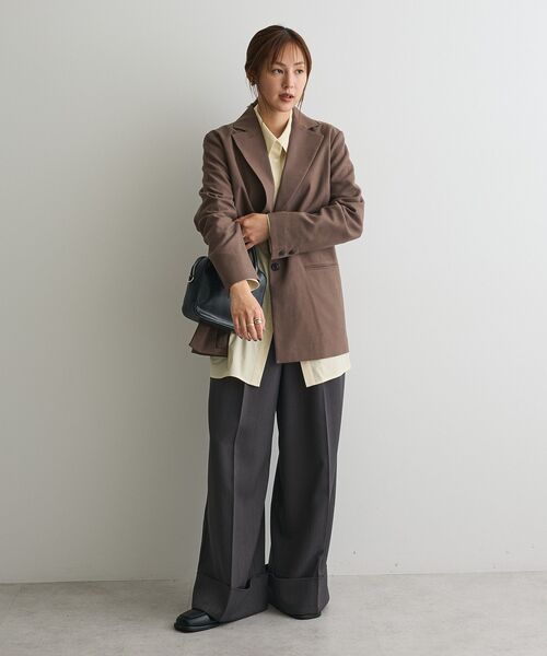 CRAFT STANDARD BOUTIQUE（クラフトスタンダードブティック）の「ウールライクオーバーサイズジャケット◆（テーラードジャケット・レディース・ブラック/ライトカーキ/ブラウン・FREE）」の21枚目の写真