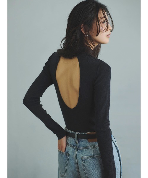 バックオープンニットボディスーツ（ニット/セーター）｜anuans（ア