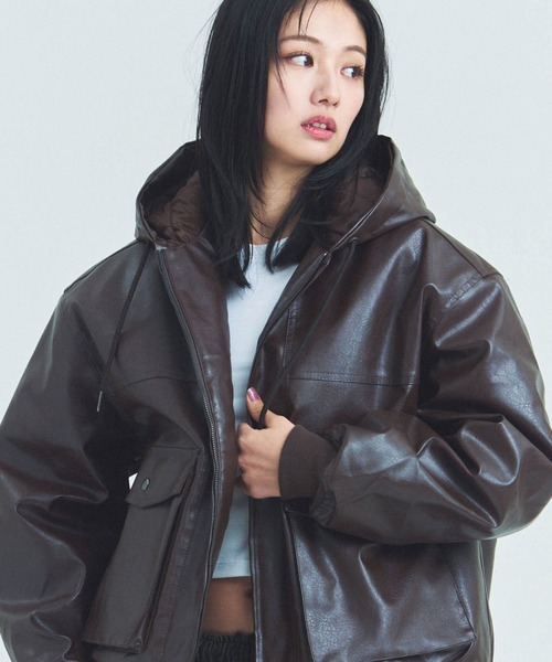 JACKROSE（ジャックローズ）の「JE-ビンテージPU　A-2タイプ パーカー（その他アウター・メンズ・ブラック/ブラウン・M/L）」の2枚目の写真