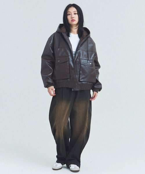 JACKROSE（ジャックローズ）の「JE-ビンテージPU　A-2タイプ パーカー（その他アウター・メンズ・ブラック/ブラウン・M/L）」の10枚目の写真