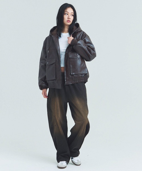 JACKROSE（ジャックローズ）の「JE-ビンテージPU　A-2タイプ パーカー（その他アウター・メンズ・ブラック/ブラウン・M/L）」の9枚目の写真