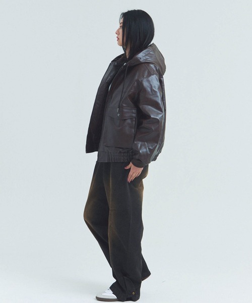 JACKROSE（ジャックローズ）の「JE-ビンテージPU　A-2タイプ パーカー（その他アウター・メンズ・ブラック/ブラウン・M/L）」の7枚目の写真