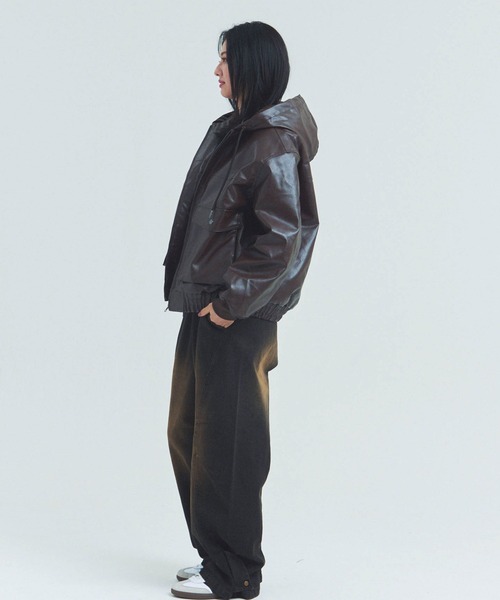 JACKROSE（ジャックローズ）の「JE-ビンテージPU　A-2タイプ パーカー（その他アウター・メンズ・ブラック/ブラウン・M/L）」の6枚目の写真