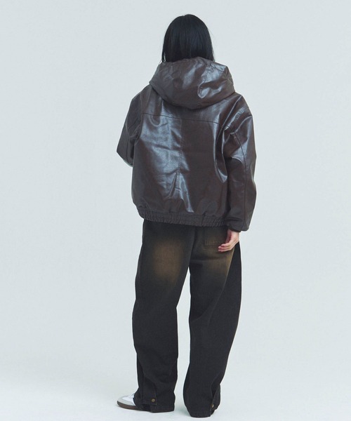 JACKROSE（ジャックローズ）の「JE-ビンテージPU　A-2タイプ パーカー（その他アウター・メンズ・ブラック/ブラウン・M/L）」の3枚目の写真