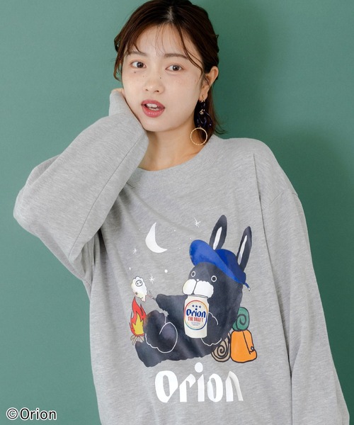 ScoLar（スカラー）の「153708：orion×ScoLar　星降る森のオリオンビールタイム柄PO（Tシャツ/カットソー・レディース・チャコールグレー/杢グレー・M/L）」の6枚目の写真