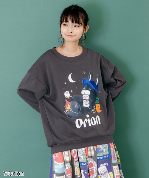 ScoLar（スカラー）の「153708：orion×ScoLar　星降る森のオリオンビールタイム柄PO（Tシャツ/カットソー・レディース・チャコールグレー/杢グレー・M/L）」の10枚目の写真