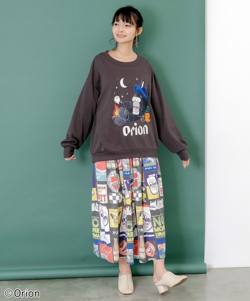 ScoLar（スカラー）の「153708：orion×ScoLar　星降る森のオリオンビールタイム柄PO（Tシャツ/カットソー・レディース・チャコールグレー/杢グレー・M/L）」の11枚目の写真