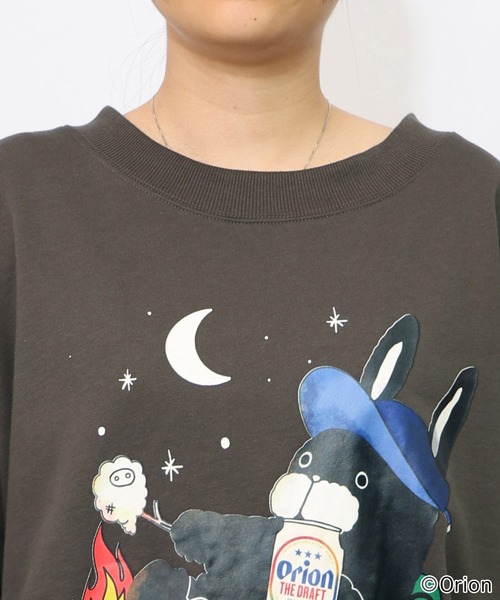 ScoLar（スカラー）の「153708：orion×ScoLar　星降る森のオリオンビールタイム柄PO（Tシャツ/カットソー・レディース・チャコールグレー/杢グレー・M/L）」の18枚目の写真