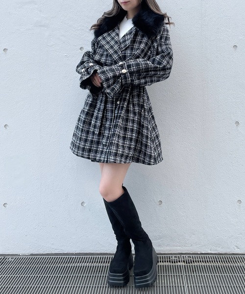abc une face(アーベーセーアンフェイス)の「ティペット付きハーフコート(その他アウター・レディース・ホワイト/ブラック/ホワイト系その他/ブラック系その他・FREE)」の17枚目の写真