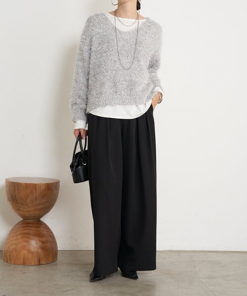 Jena espace merveilleux（ジェナ　エスパスメルヴェイユ）の「【キラッとふんわり】フィルムヤーンニット（ニット/セーター・レディース・ライトグレー/ネイビー/アイボリー・FREE）」の19枚目の写真