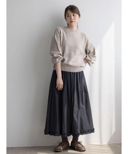 Samansa Mos2(サマンサ モスモス)の「【ゆべし×Samansa Mos2】裾フリルギャザースカート(スカート・レディース・ブラック/グレー/ベージュ/キャメル・F)」の2枚目の写真
