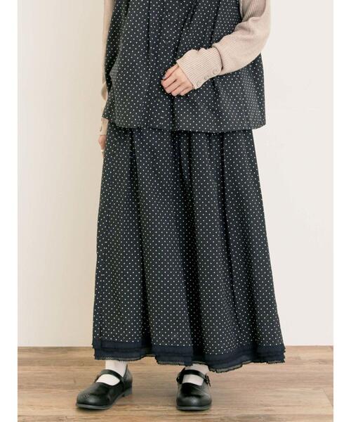 【ゆべし×Samansa Mos2】裾フリルギャザースカート　サマンサモスモス セール】 【ゆべし×Samansa Mos2】裾フリルギャザースカート（グレー