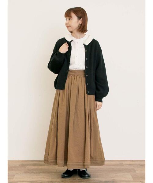 Samansa Mos2(サマンサ モスモス)の「【ゆべし×Samansa Mos2】裾フリルギャザースカート(スカート・レディース・ブラック/グレー/ベージュ/キャメル・F)」の12枚目の写真