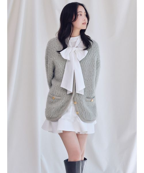 SNIDEL（スナイデル）の「Sustainableバリエボリュームチュニックブラウス（シャツ/ブラウス・レディース・オフホワイト/マルチ/ストライプ・F）」の7枚目の写真