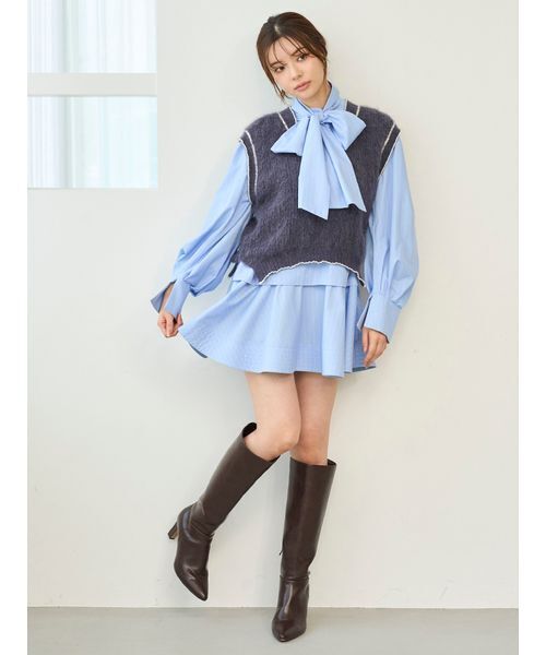 SNIDEL（スナイデル）の「Sustainableバリエボリュームチュニックブラウス（シャツ/ブラウス・レディース・オフホワイト/マルチ/ストライプ・F）」の16枚目の写真