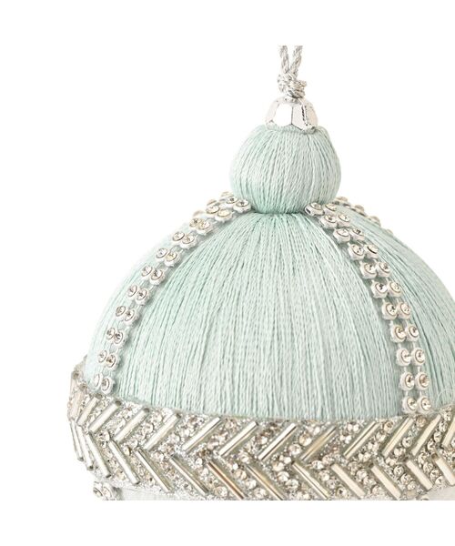 タッセルオーナメント エンブロイダリー ブルー（インテリア雑貨