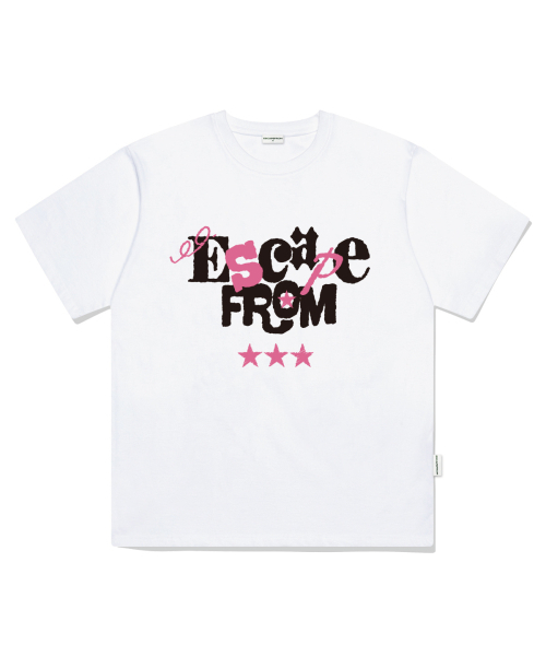 ESCAPEFROM（エスケープフロム）の「クレヨンタイポロゴプリントオーバーサイズ半袖Tシャツ[2色]（Tシャツ/カットソー・レディース・ブラック/ホワイト・SMALL/MEDIUM/LARGE）」の3枚目の写真