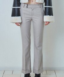 CRANK（クランク）の「ストライプブーツカットパンツ_ベージュ（スラックス）」