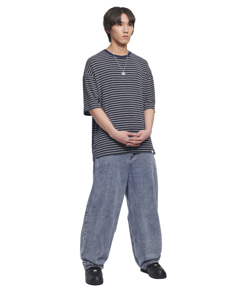 NOMANUAL(NOMANUAL)の「NM BORDER T-SHIRT - DARK NAVY(Tシャツ/カットソー・レディース・その他・LARGE/X-LARGE/SMALL/MEDIUM)」の3枚目の写真