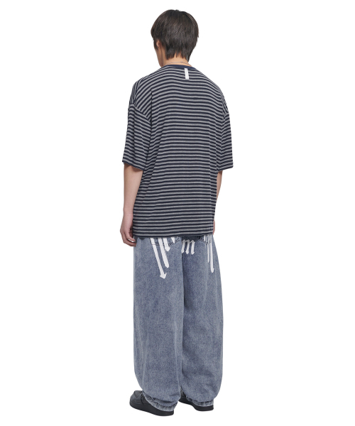 NOMANUAL(NOMANUAL)の「NM BORDER T-SHIRT - DARK NAVY(Tシャツ/カットソー・レディース・その他・LARGE/X-LARGE/SMALL/MEDIUM)」の4枚目の写真