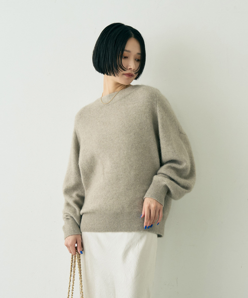 Rouge vif(ルージュヴィフ)の「ラクーン混ボトルネックニットプルオーバー(ニット/セーター・レディース・チャコールグレー/オフホワイト/ベージュ・フリー)」の9枚目の写真