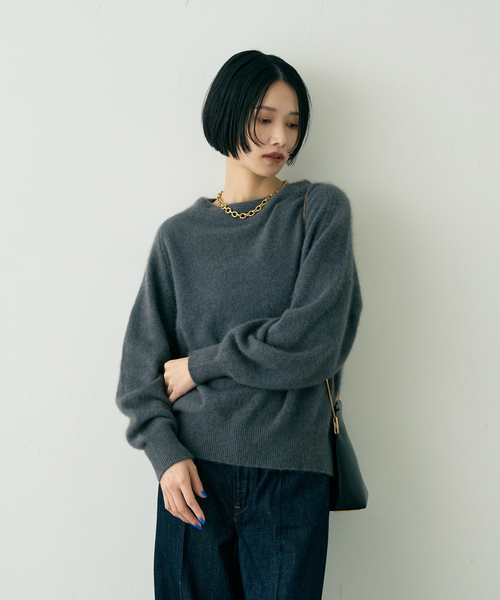 Rouge vif(ルージュヴィフ)の「ラクーン混ボトルネックニットプルオーバー(ニット/セーター・レディース・チャコールグレー/オフホワイト/ベージュ・フリー)」の12枚目の写真