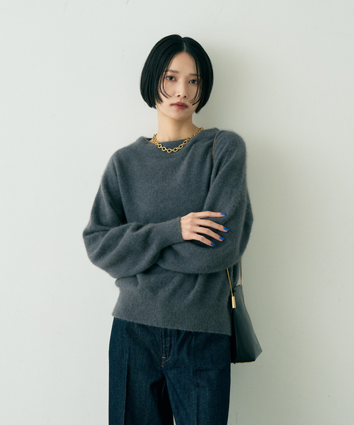 Rouge vif(ルージュヴィフ)の「ラクーン混ボトルネックニットプルオーバー(ニット/セーター・レディース・チャコールグレー/オフホワイト/ベージュ・フリー)」の15枚目の写真