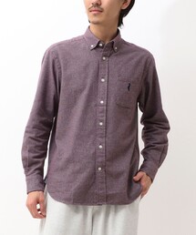 NOLLEY'S LIGHT（ノーリーズライト）の「《オリジナルファブリック使用》クマ刺繍ボタウンダウンネル（シャツ/ブラウス）」