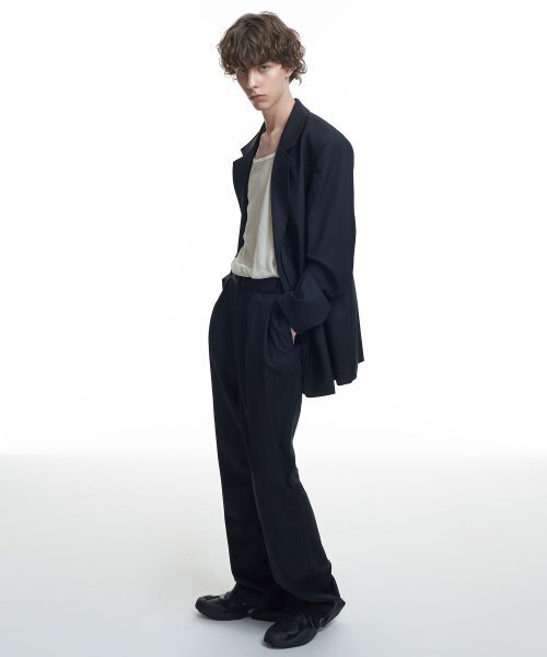 INSILENCE(インサイロンス)の「【INSILENCE×KKST】ダブルプリーツベルテッドウールパンツBLACK(スラックス・メンズ・その他・LARGE/MEDIUM/SMALL)」の4枚目の写真