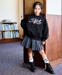 X-girl Stages（エックスガールステージス）の「エンボスロゴプルオーバー+サイドラインプリーツスカートセット（セットアップ）」