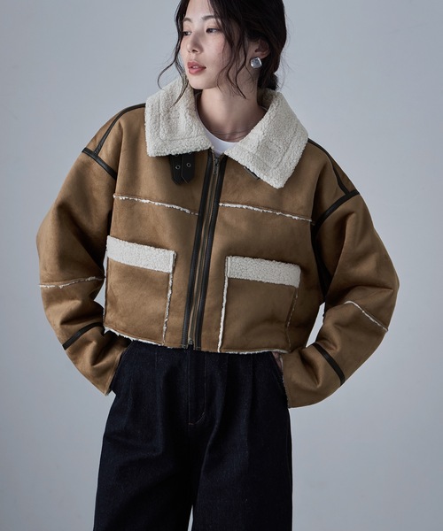 エトル（etoll．）/フェイクムートンショートジャケット セール】フェイクムートンショートフライトジャケット（ブルゾン