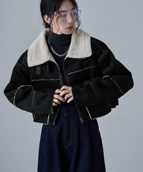 セール】フェイクムートンショートフライトジャケット（ブルゾン