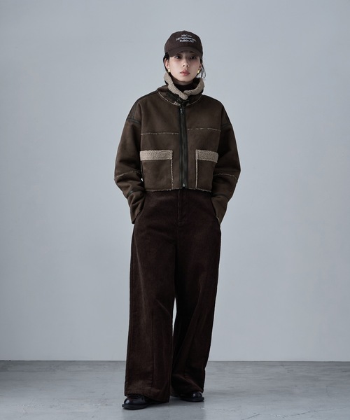 etoll.（エトル）の「フェイクムートンショートフライトジャケット（ブルゾン・レディース・キャメル/チャコール/ブラック/ブラウン・FREE）」の17枚目の写真