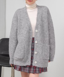 DAY CLOSET | 【ロング丈/もっちもちの肌さわり】長袖煌めくパール風ボタンのリブニットカーディガン(カーディガン/ボレロ)
