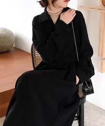 ウエストリボンシャツワンピース